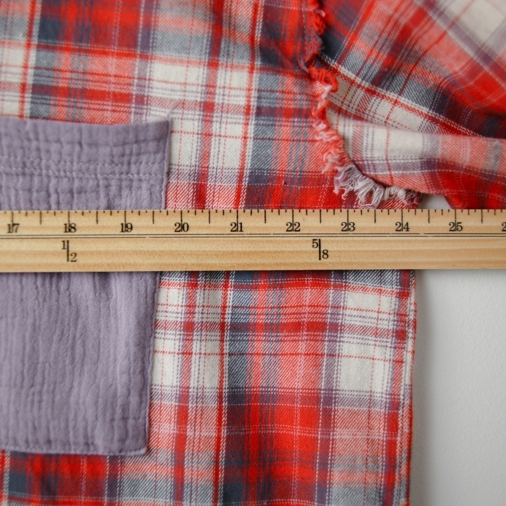 Fantastic Fawn Patchwork Flannel Plaid Shirt Womens L Indie Grunge Cottage Boho - Picture 9 of 9